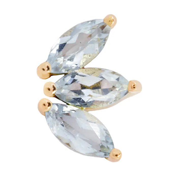 Earrings Buddha Jewelry Organics threadless Moet End in Gold with Sky Blue Topaz