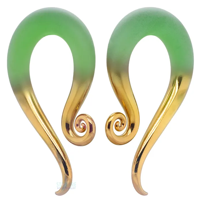 Earrings Glassheart Glass Heart Studio Glass Modified Leos Gold Tipped Matte Emerald