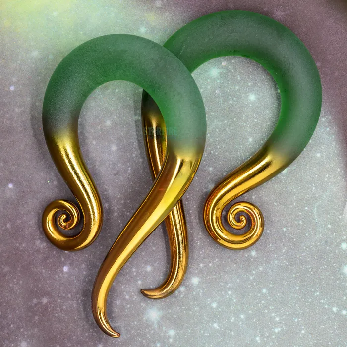 Earrings Glassheart Glass Heart Studio Glass Modified Leos Gold Tipped Matte Emerald