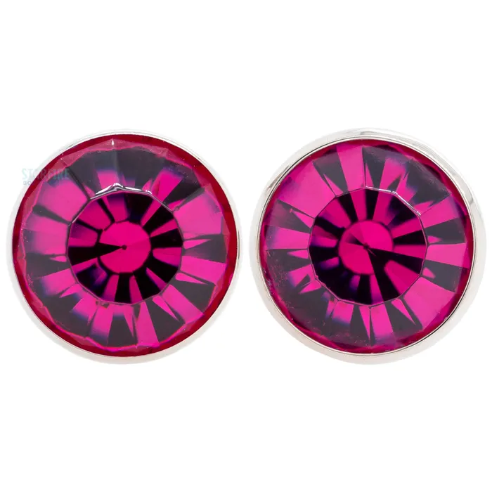 Earrings Industrial Strength IS Titanium Crystal Gem Plugs Fuchsia