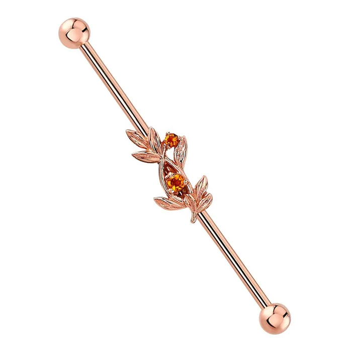 Earrings Jessamine Industrial Barbell in Gold with Citrine Body Vision BVLA