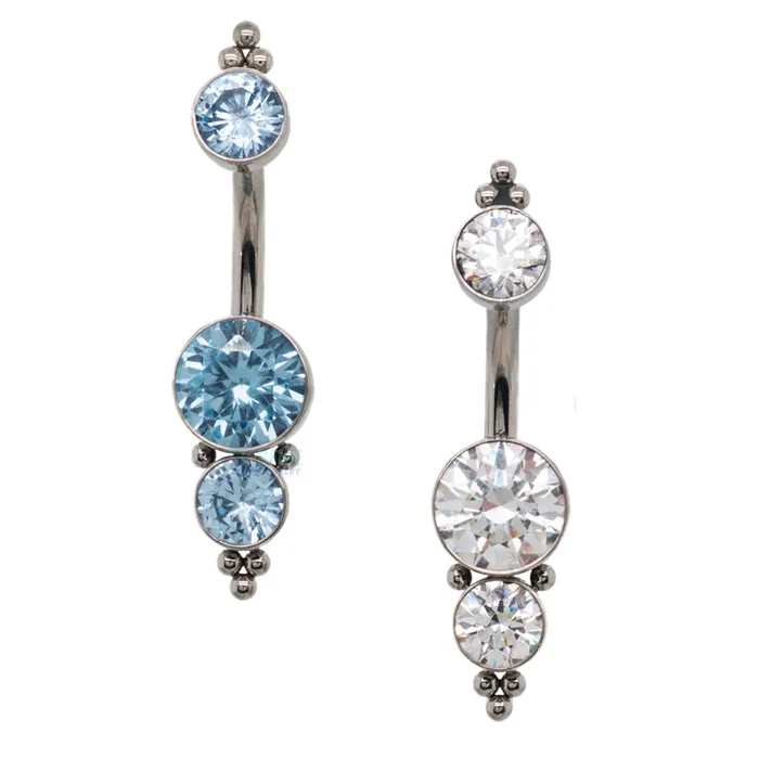 Earrings LeRoi 1HN Haute Couture Faceted Gem Navel Curve