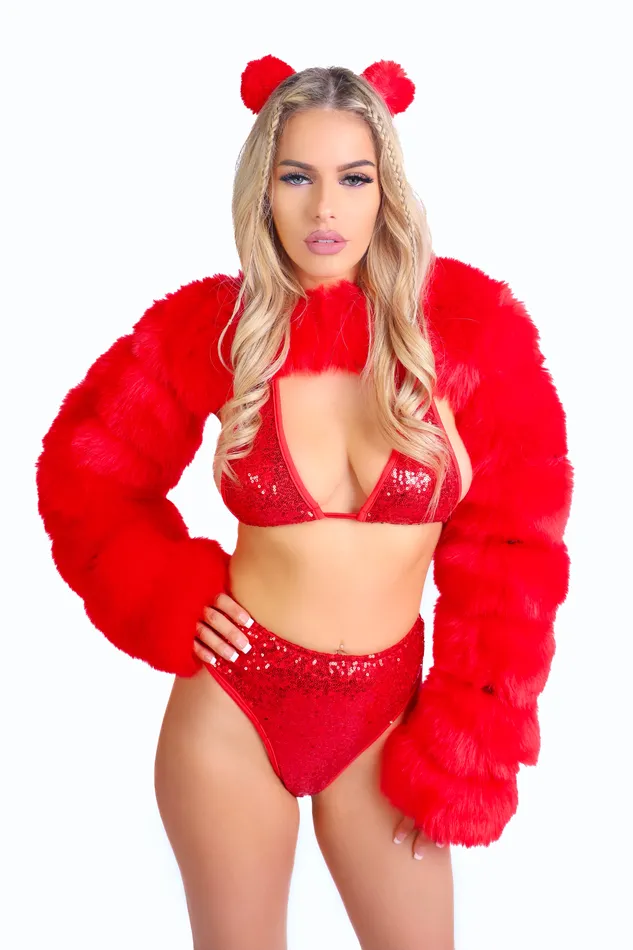 Earrings Ruby Red Puffy Arm Sleeves THE LUMI SHOP