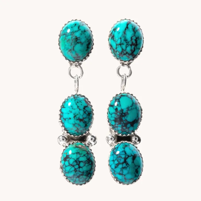 Earrings TSkies Jewelry 3Stone Turquoise Drop Earrings