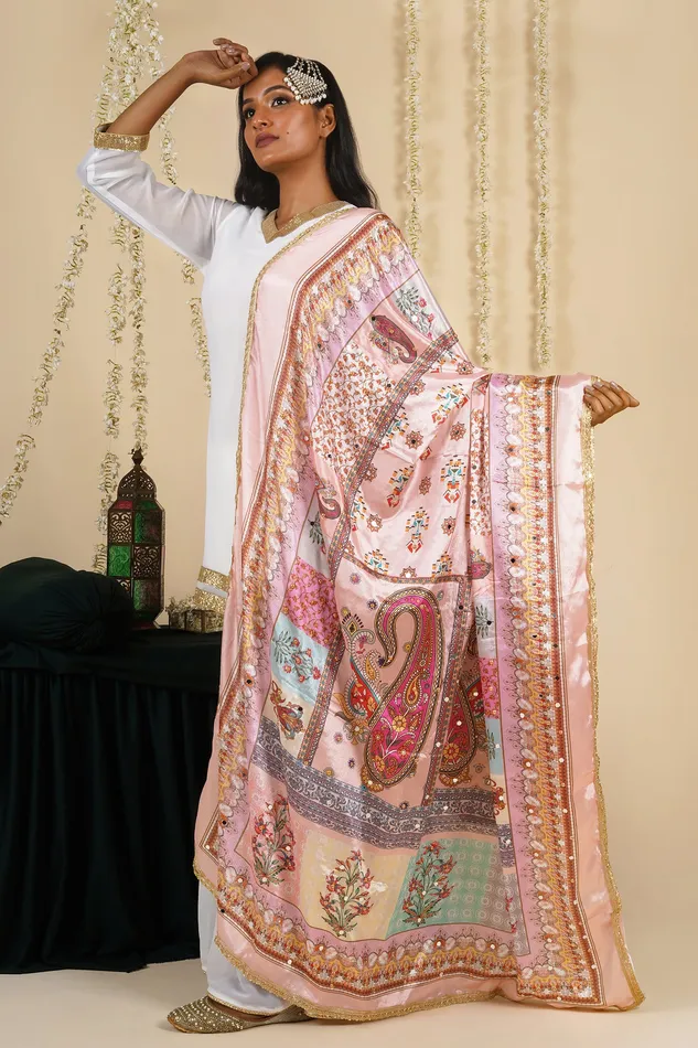 Earrings Teejh Teejh Hiraeth Embellished Printed Dupatta