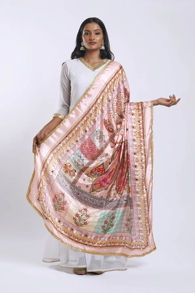 Earrings Teejh Teejh Hiraeth Embellished Printed Dupatta