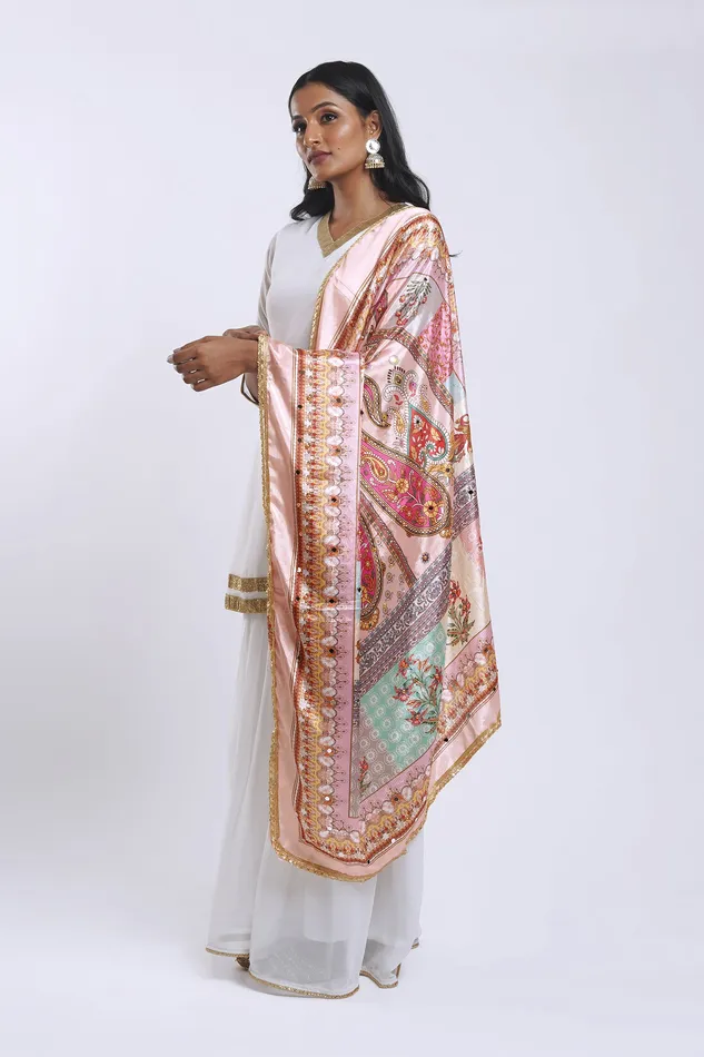 Earrings Teejh Teejh Hiraeth Embellished Printed Dupatta