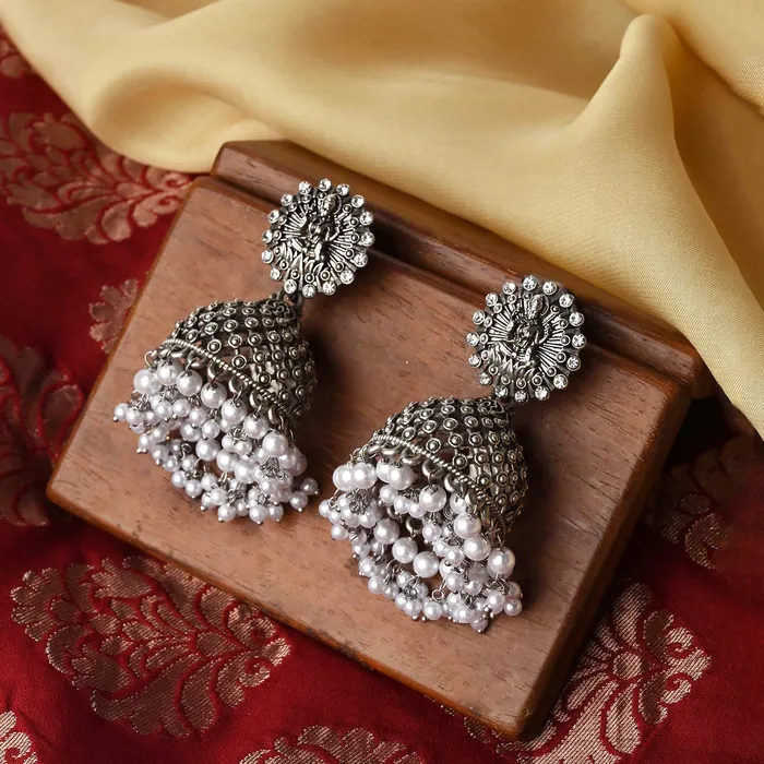 Earrings Teejh Teejh Nandika Silver Oxidised Earrings