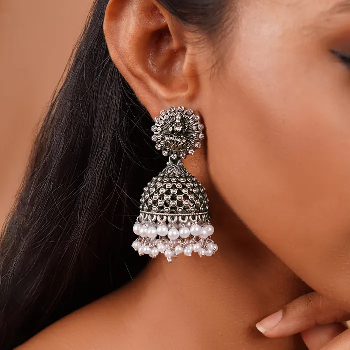 Earrings Teejh Teejh Nandika Silver Oxidised Earrings