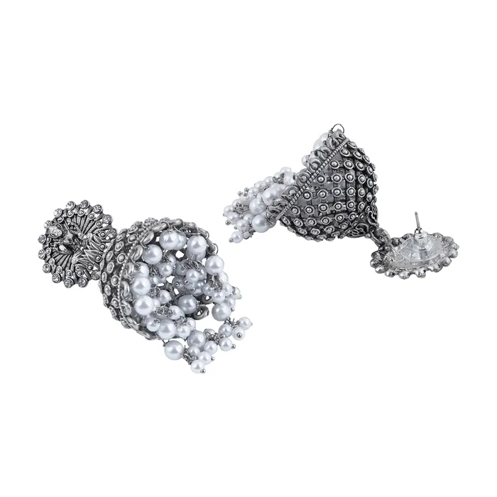 Earrings Teejh Teejh Nandika Silver Oxidised Earrings