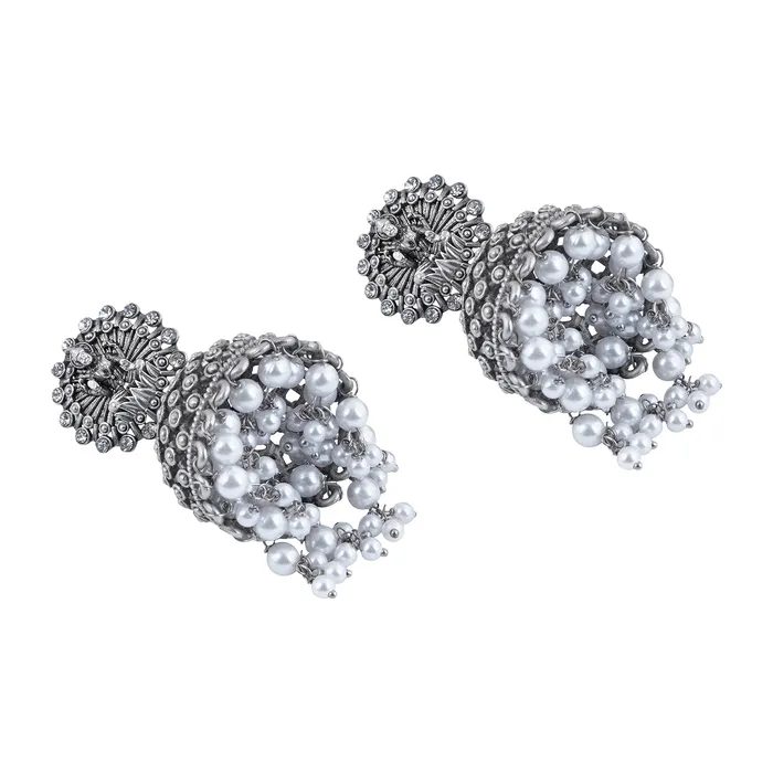 Earrings Teejh Teejh Nandika Silver Oxidised Earrings