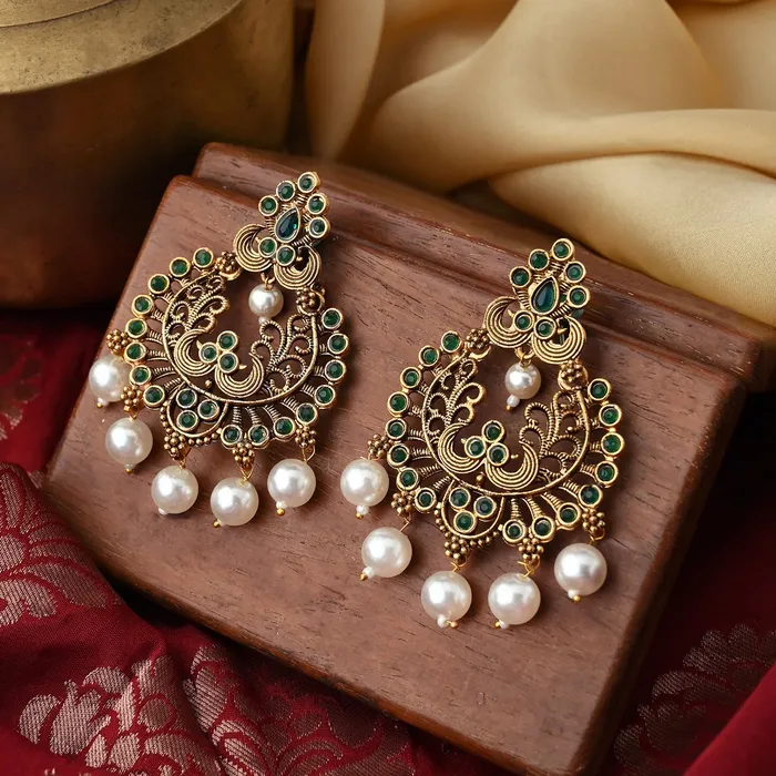 Earrings Teejh Teejh Siyaa Dark Green Gold Enamel Earrings Earrings Teejh Teejh Siyaa Dark Green Gold Enamel Earrings
