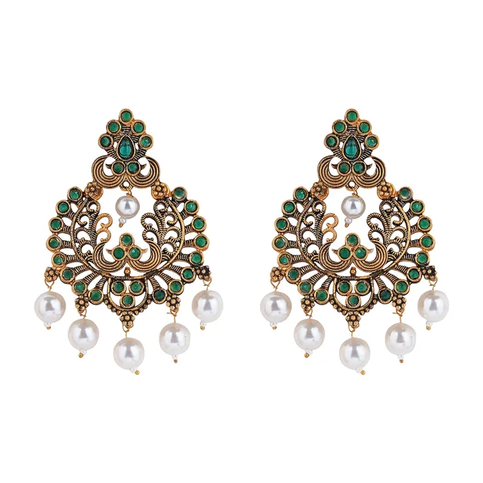 Earrings Teejh Teejh Siyaa Dark Green Gold Enamel Earrings Earrings Teejh Teejh Siyaa Dark Green Gold Enamel Earrings