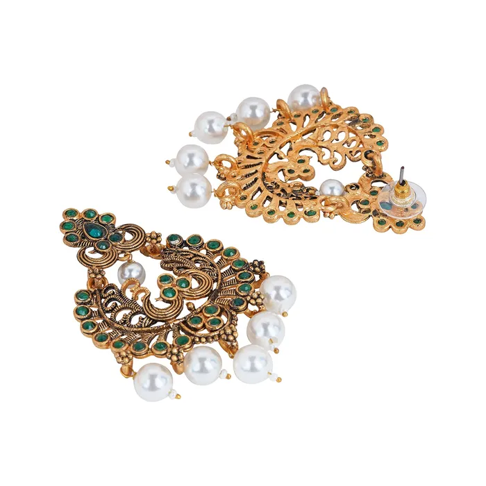Earrings Teejh Teejh Siyaa Dark Green Gold Enamel Earrings Earrings Teejh Teejh Siyaa Dark Green Gold Enamel Earrings