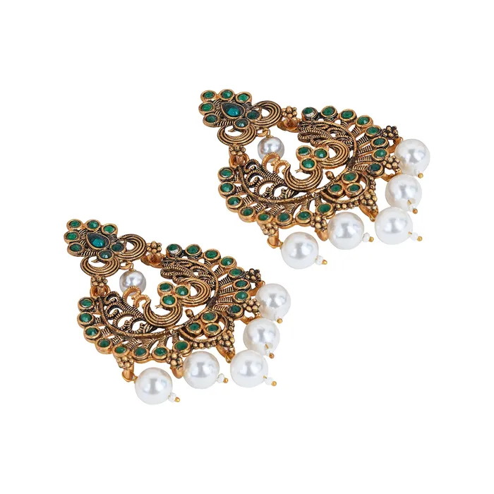 Earrings Teejh Teejh Siyaa Dark Green Gold Enamel Earrings Earrings Teejh Teejh Siyaa Dark Green Gold Enamel Earrings