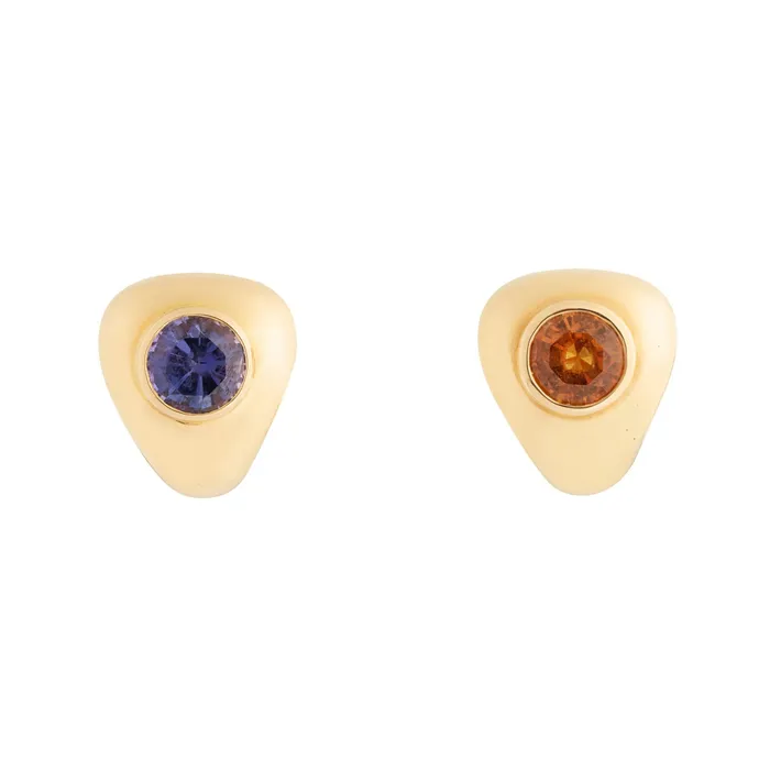 Earrings Vintage Poiray Amethyst and Citrine 18k Gold Earrings