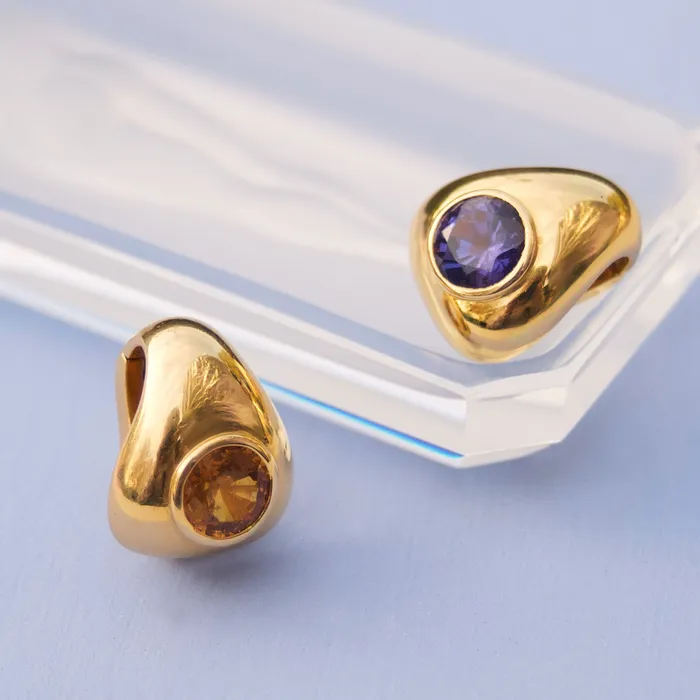 Earrings Vintage Poiray Amethyst and Citrine 18k Gold Earrings