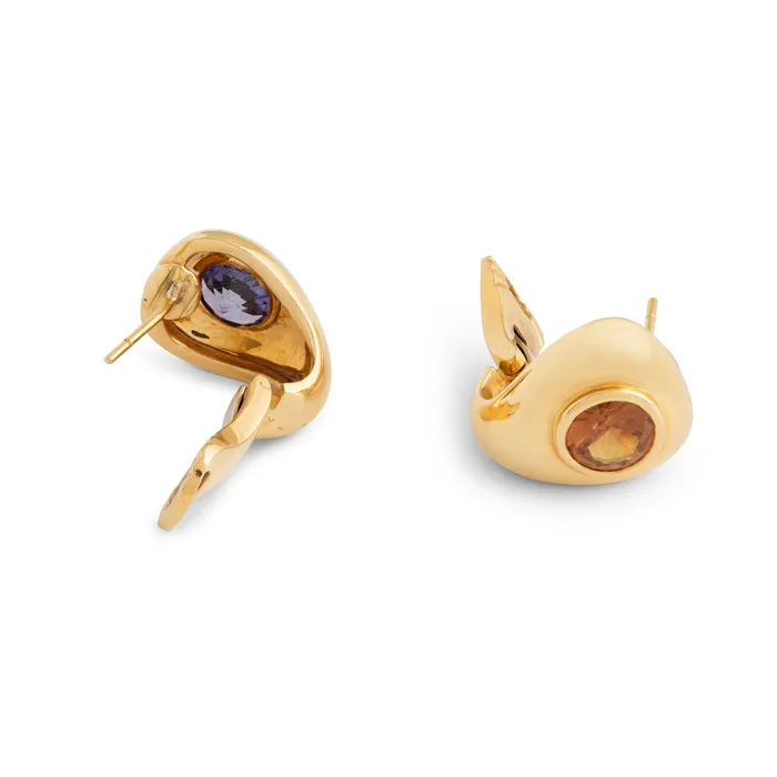 Earrings Vintage Poiray Amethyst and Citrine 18k Gold Earrings