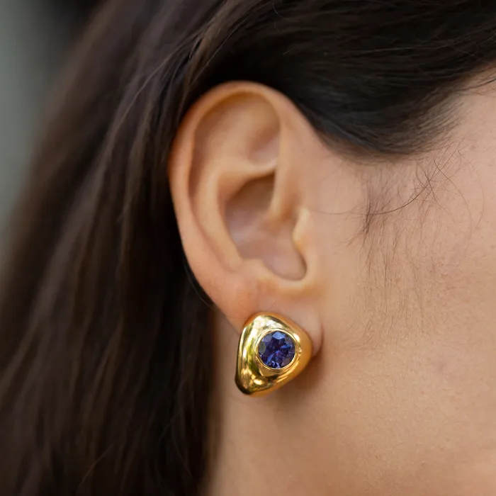 Earrings Vintage Poiray Amethyst and Citrine 18k Gold Earrings