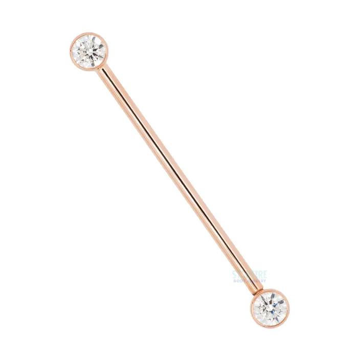 Forward Facing Industrial Barbell in Gold with White CZs Body Vision BVLA Necklaces