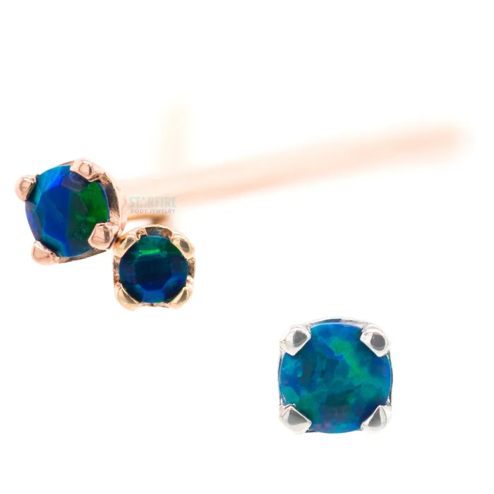 Four Prong Nostril Screw in Gold with Faceted Black Opal Body Vision BVLA Earrings Four Prong Nostril Screw in Gold with Faceted Black Opal Body Vision BVLA Earrings
