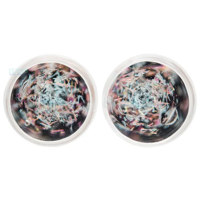Galaxy Glass Plugs Diamond Pink on Black Glasswear Studios Necklaces