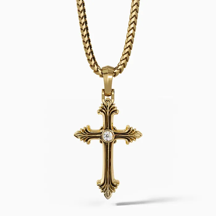 Glory Gold Cross Pendant with Diamond Proclamation Jewelry Necklaces