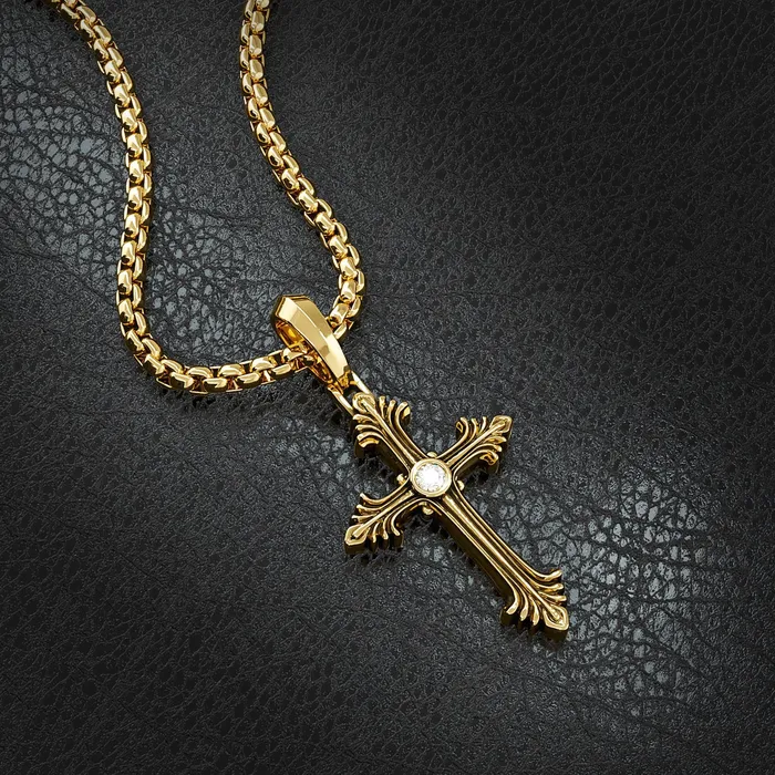 Glory Gold Cross Pendant with Diamond Proclamation Jewelry Necklaces