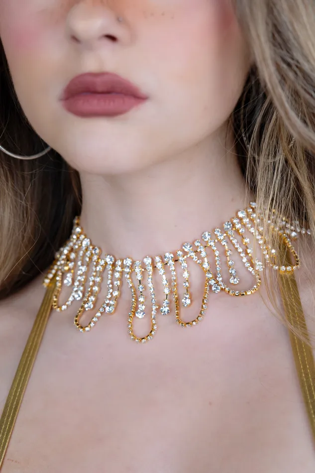 Gold Sunset Rhinestone Necklace THE LUMI SHOP Necklaces Gold Sunset Rhinestone Necklace THE LUMI SHOP Necklaces