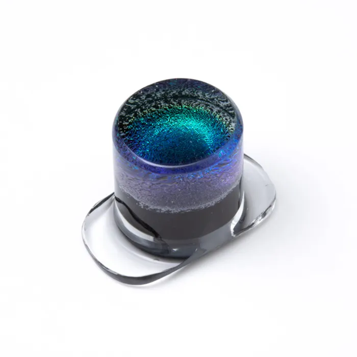 Gorilla Glass Earrings Dichroic Glass Labret Aqua
