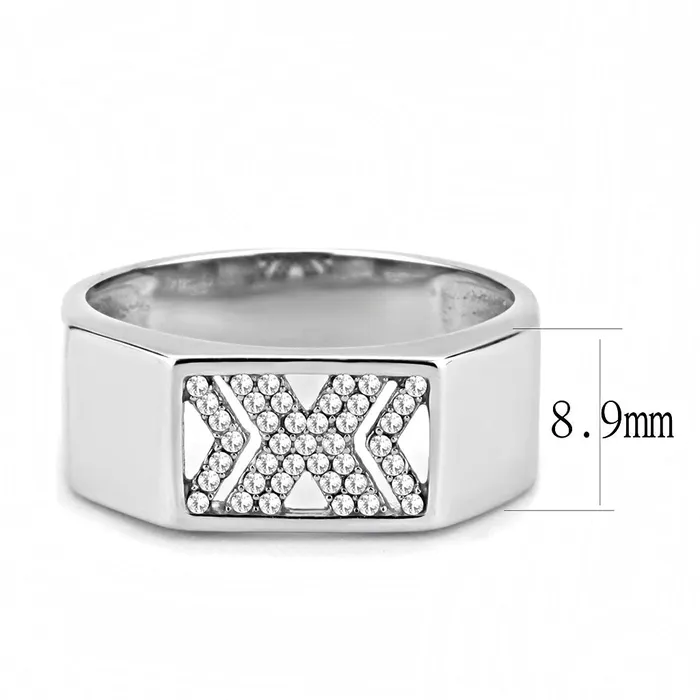 Green CJ285 Wholesale Mens Stainless Steel AAA Grade CZ Clear X Ring Rings Green CJ285 Wholesale Mens Stainless Steel AAA Grade CZ Clear X Ring Rings