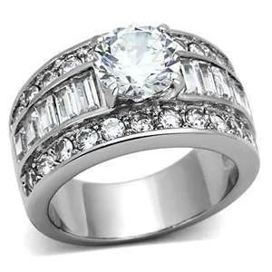 Green CJG1241 Wholesale Baguette CZ Stones Stainless Steel Ring Rings