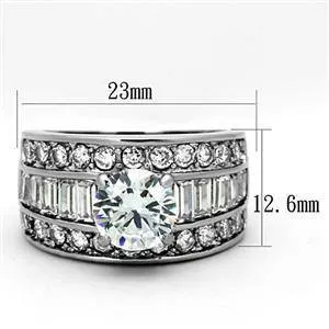 Green CJG1241 Wholesale Baguette CZ Stones Stainless Steel Ring Rings