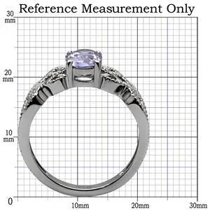 Green Rings CJ7769OS Wholesale Stainless Steel Light Amethyst Cubic Zirconia Intertwined Band Ring