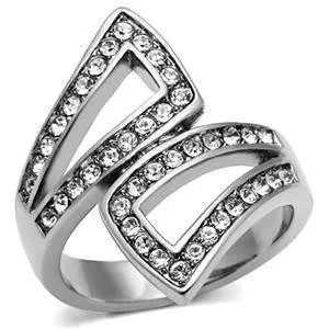 Green Rings CJG1036 Wholesale Channeled Symmetry Top Grade Crystal High Polished Stainless Steel Womens Fashion Ring