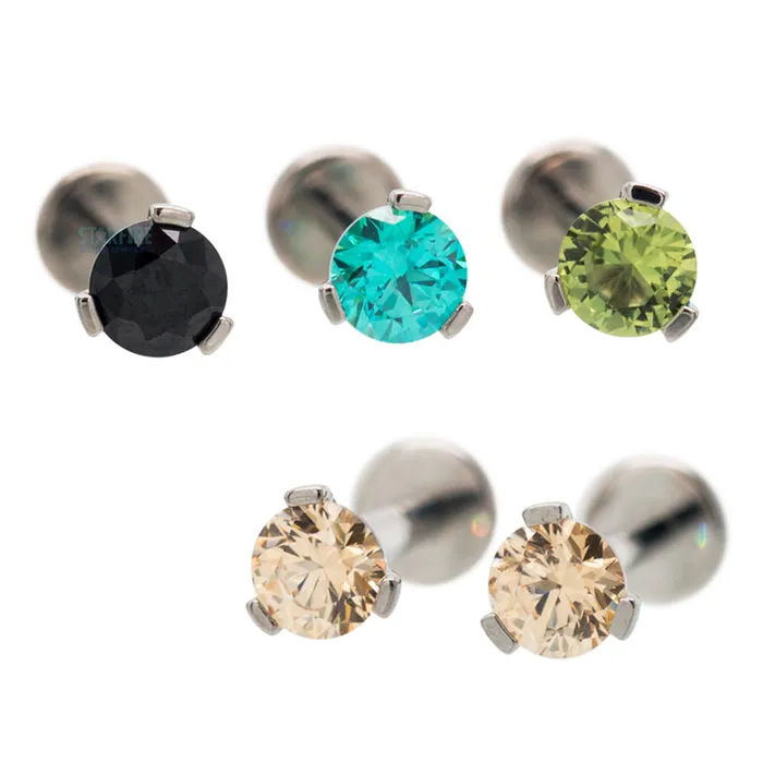 Industrial Strength IS Earrings 4mm 3 ProngSet Faceted Gem on Flatback