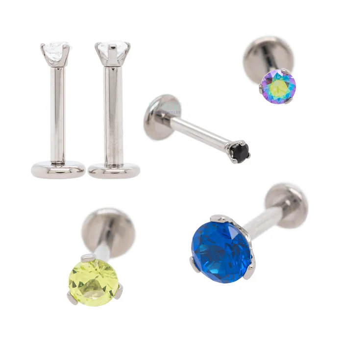 Industrial Strength IS Earrings 4mm 3 ProngSet Faceted Gem on Flatback