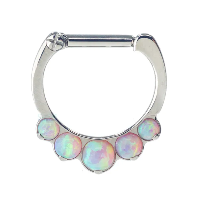 Industrial Strength IS Necklaces Odyssey Clicker 8 with 5 Graduated Opals 16 ga 14 post