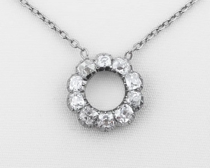 Isadoras A Necklaces Art Deco Diamond Halo Pendant