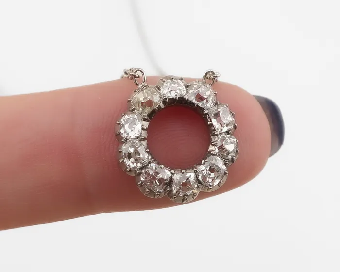 Isadoras A Necklaces Art Deco Diamond Halo Pendant