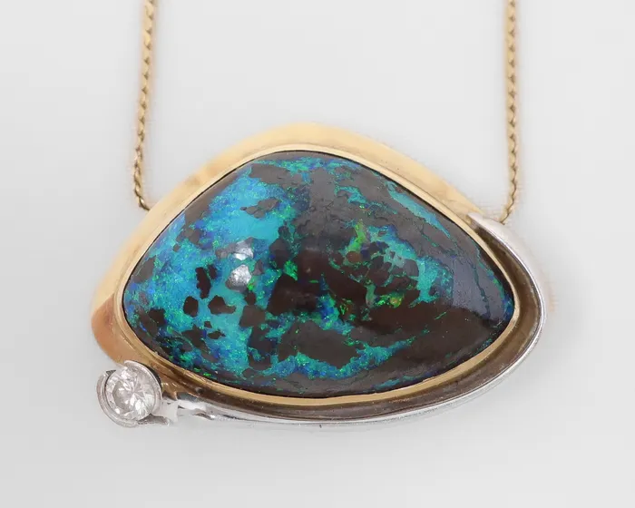 Isadoras C Necklaces 1970s Opal Diamond Pendant Locket