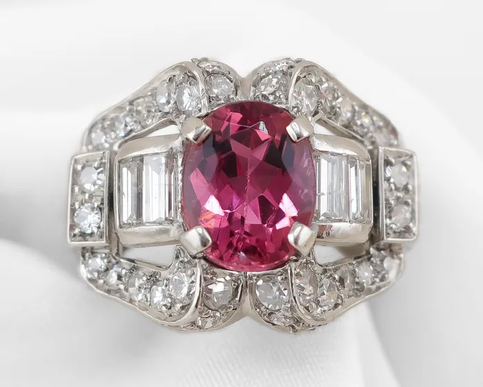 Isadoras LD Rings Midcentury Pink Tourmaline Diamond Ring