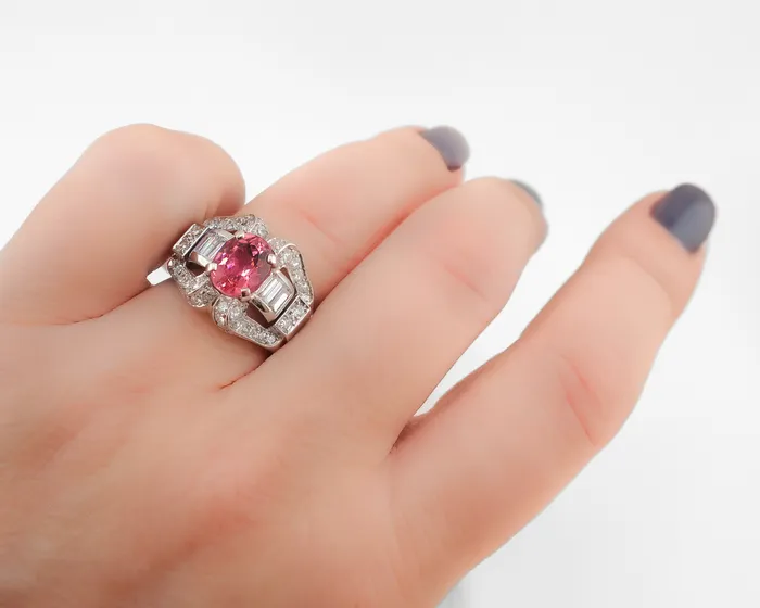 Isadoras LD Rings Midcentury Pink Tourmaline Diamond Ring