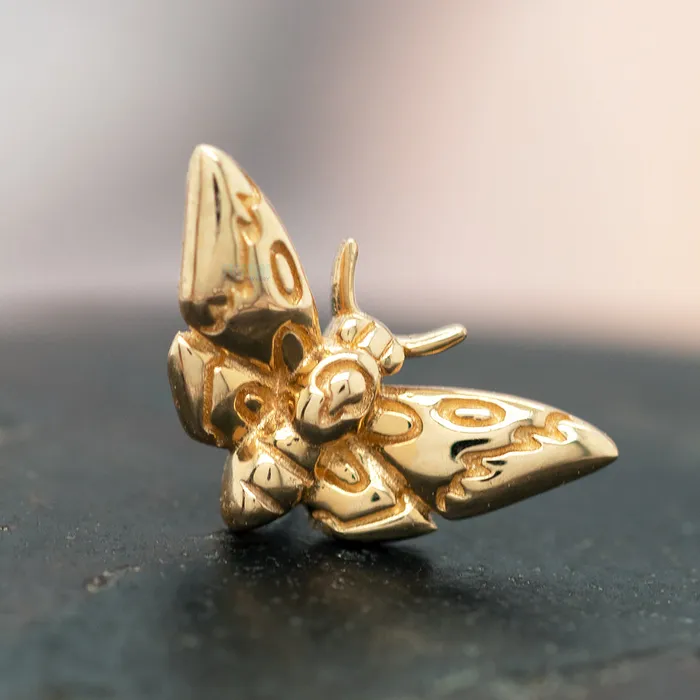 Junipurr Jewelry Earrings threadless DeathsHead Moth End in Gold