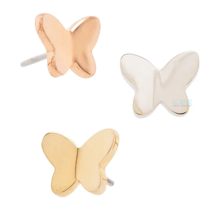 Junipurr Jewelry Earrings threadless Gold Butterfly End in Gold