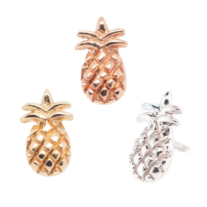 Junipurr Jewelry Earrings threadless Pineapple End in Gold