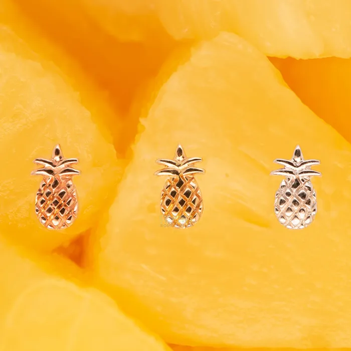 Junipurr Jewelry Earrings threadless Pineapple End in Gold