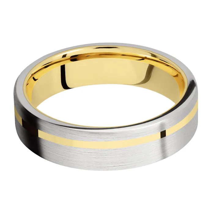 Lashbrook Rings 14K White Gold Band with 14K Yellow Gold Inlay Sleeve