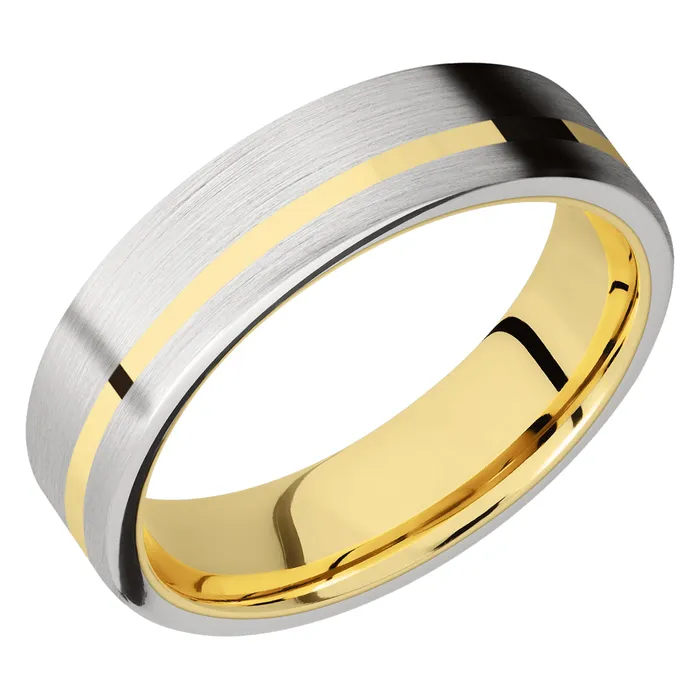 Lashbrook Rings 14K White Gold Band with 14K Yellow Gold Inlay Sleeve