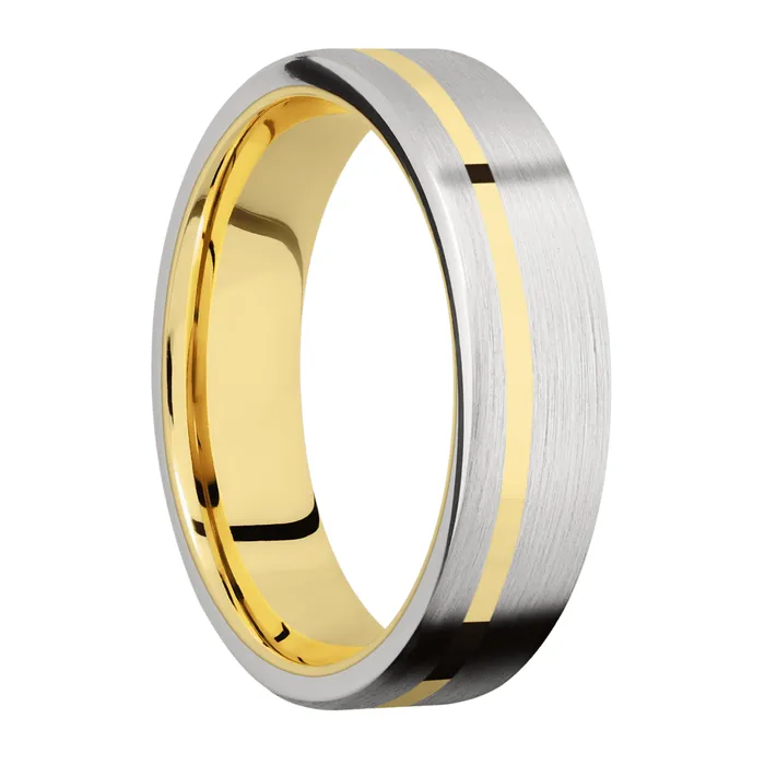 Lashbrook Rings 14K White Gold Band with 14K Yellow Gold Inlay Sleeve